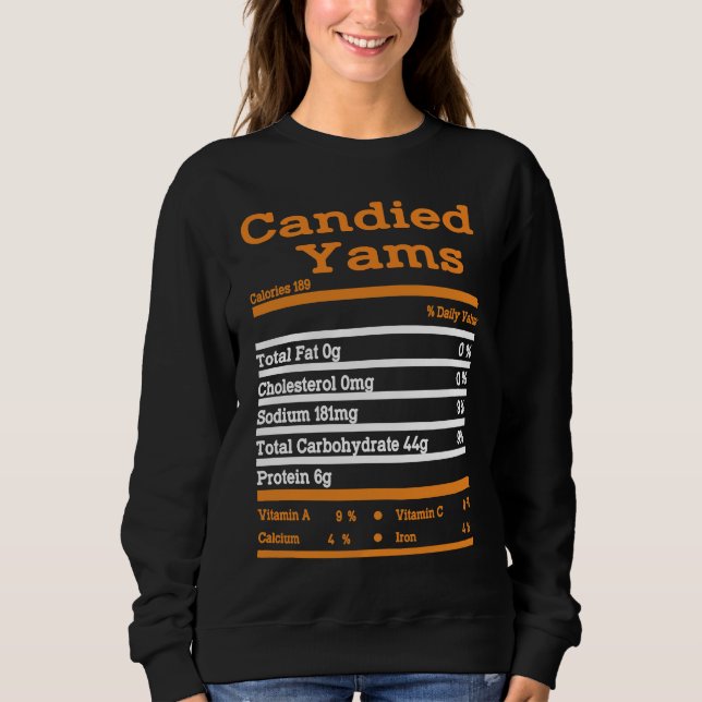 Camiseta Candied Yam Nutrition Fact  Thanksgiving Christmas (Frente)