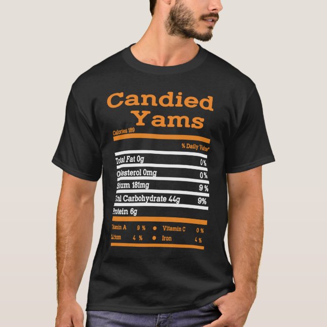 Camiseta Candied Yam Nutrition Fact  Thanksgiving Christmas (Frente)