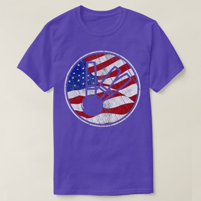 Camiseta Candlepin Boliche Americana Flag Vintage Candlepin (Frente do Design)