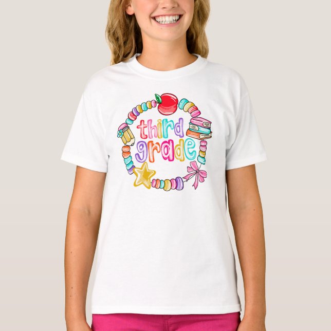 Camiseta Candy Bracelet Colorful Third Grade (Frente)