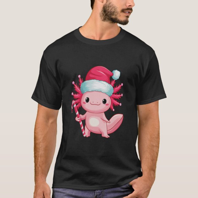 Camiseta Candy Candy Candy de Santa Hat, Axolotl de Natal H (Frente)