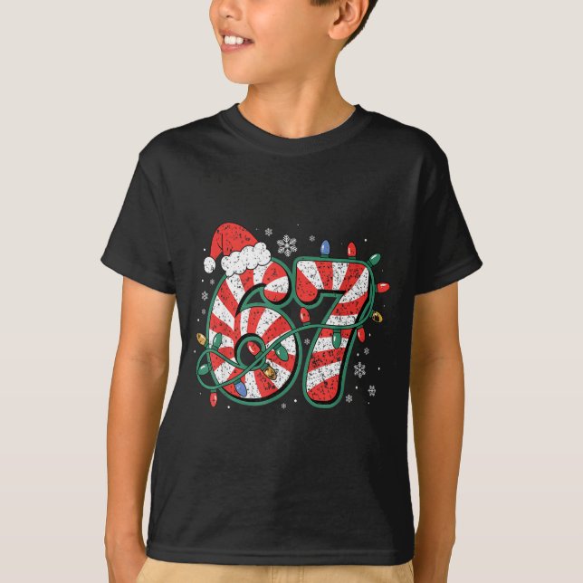 Camiseta Candy Cane 67 Funny Christmas 67 Six Seven Candy C (Frente)