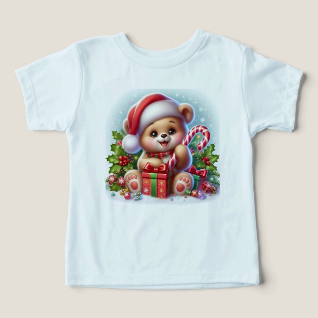 Camiseta Candy Cane Bear" – Adorable Baby Bear Christmas To (Design frontal)