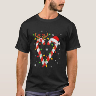 Camiseta Candy Cane Creme Papais noeis de Natal Luzes de Na