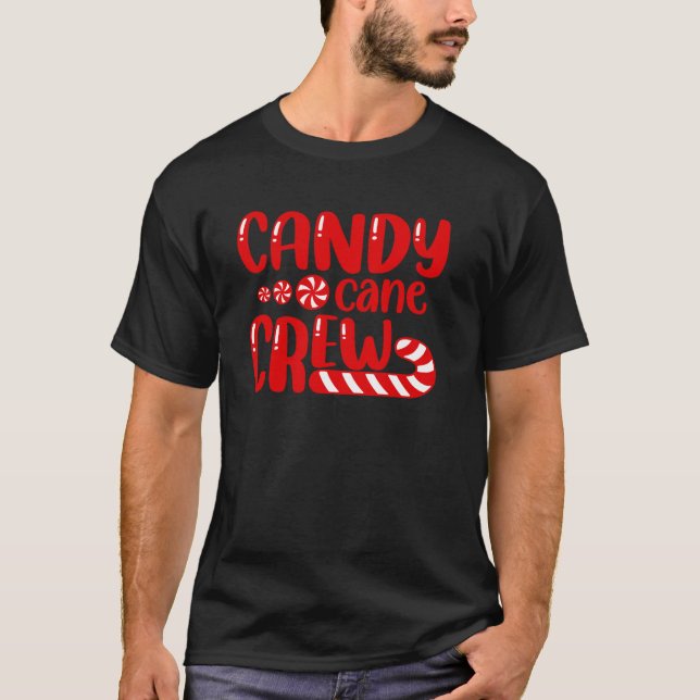 Camiseta Candy Cane Crew Candy Xmas Pajamas Correspondendo  (Frente)
