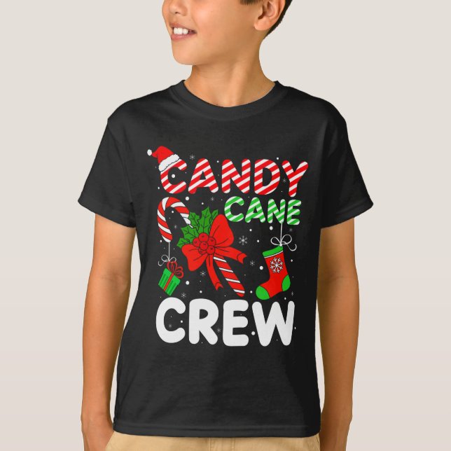 Camiseta Candy Cane Crew Christmas Funny Xmas Matching Fami (Frente)