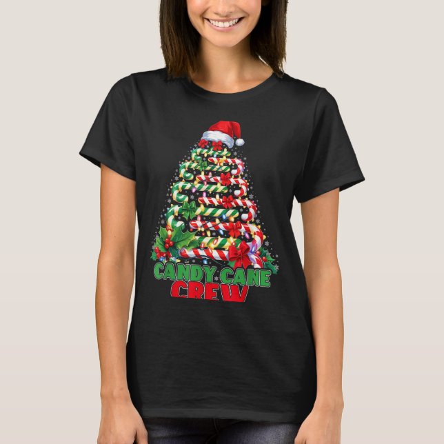 Camiseta Candy Cane Crew Christmas Funny Xmas Matching Fami (Frente)