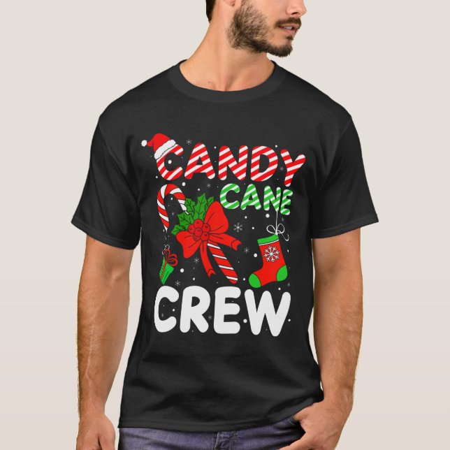 Camiseta Candy Cane Crew Christmas Funny Xmas Matching Fami (Frente)