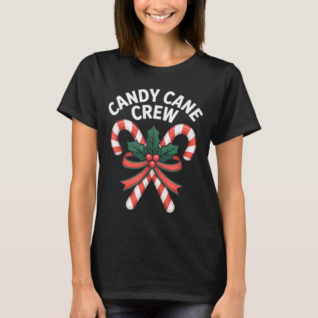 Camiseta Candy Cane Crew Christmas Girls Boys Kids Adult Ho (Frente)
