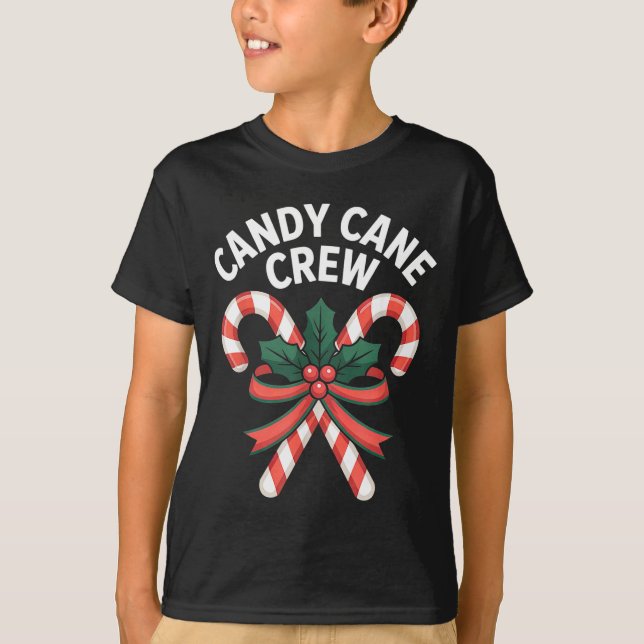 Camiseta Candy Cane Crew Christmas Girls Boys Kids Adult Ho (Frente)