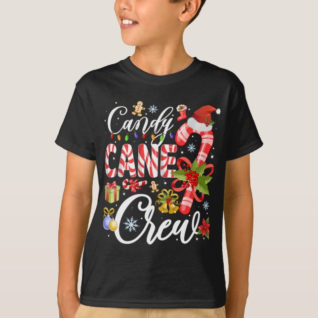 Camiseta Candy Cane Crew Christmas Xmas For Kids (Frente)