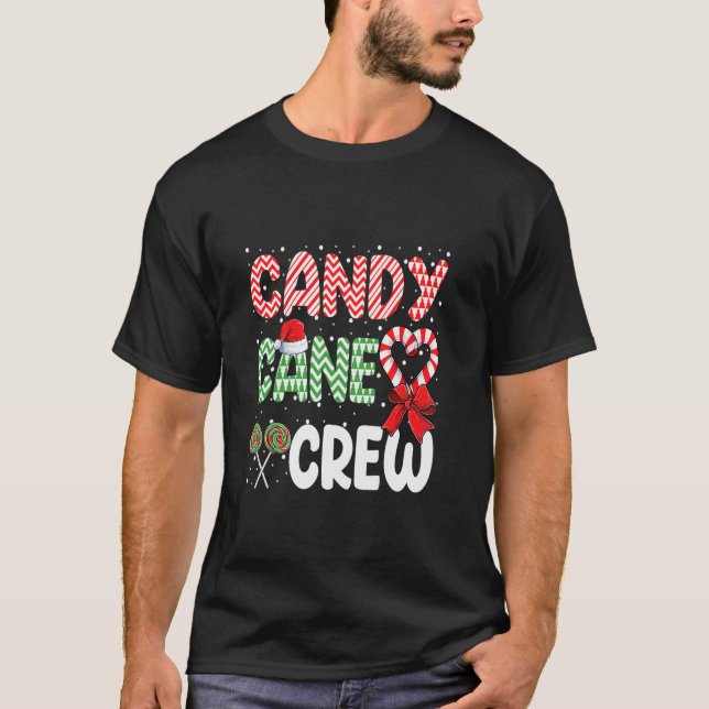 Camiseta Candy Cane Crew Engraçada Feliz doce de Natal (Frente)