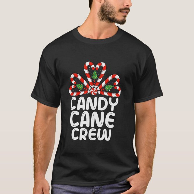 Camiseta Candy Cane Crew Engraçado Correspondência de Natal (Frente)