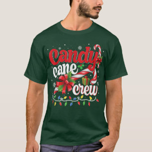 Camiseta Candy Cane Crew Engraçado Correspondência de Natal
