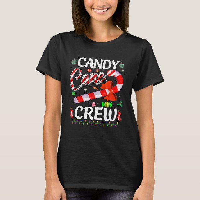 Camiseta Candy Cane Crew Engraçado Costume De Candy De Nata (Frente)