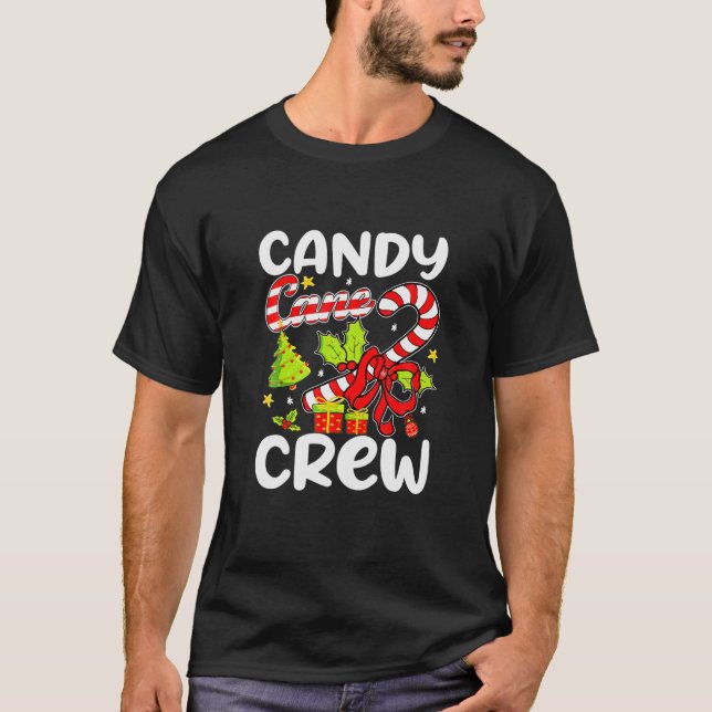 Camiseta Candy Cane Crew Engraçado Doces De Natal Engraçado (Frente)