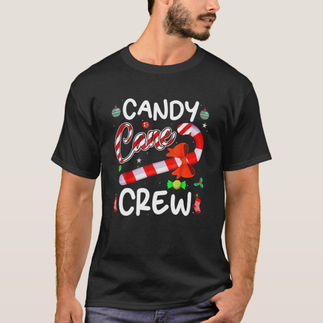 Camiseta Candy Cane Crew Engraçado Doces de Natal Lover X-M (Frente)