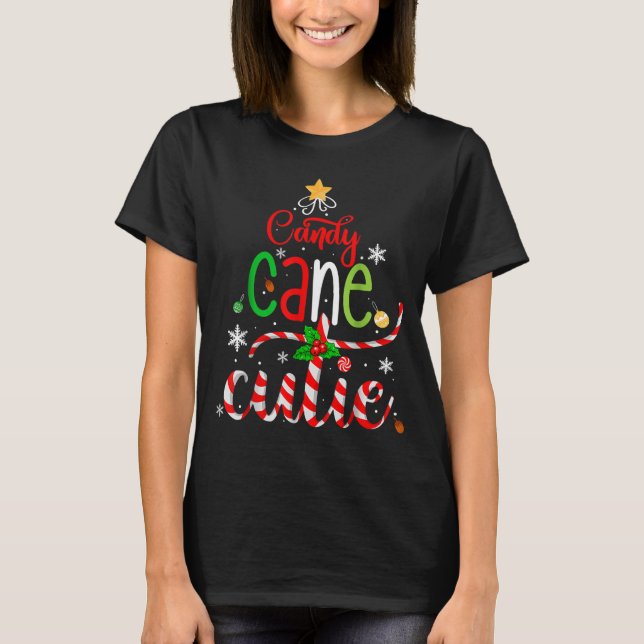 Camiseta Candy Cane Cutie Funny Christmas Boys Girls Kids (Frente)