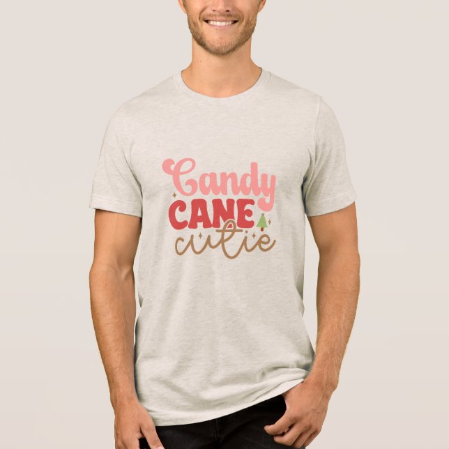 Camiseta Candy Cane Cutie Retro Feriados de Natal em Groovy (Frente)