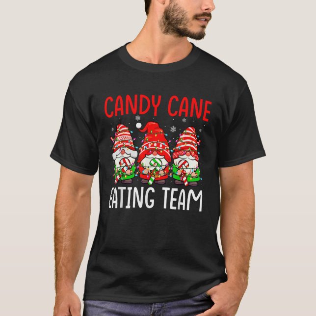 Camiseta Candy Cane Eating Team Christmas Three Gnomes Love (Frente)