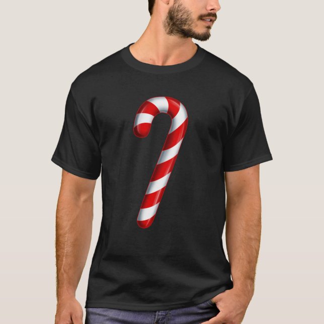Camiseta Candy Cane Feliz e Bright Red e White Candy Co (Frente)