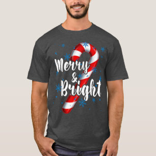 Camiseta Candy Cane Feliz e Bright Red e White Candy Sn