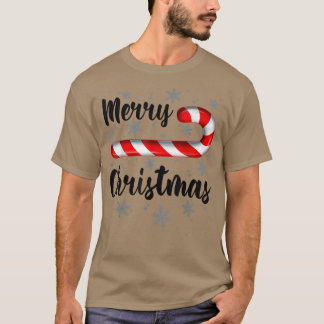 Camiseta Candy Cane Feliz Natal Red e White Candy Sno
