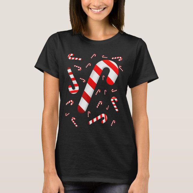 Camiseta Candy Cane Merry And Bright Red And White Candy Co (Frente)
