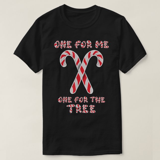 Camiseta Candy Cane One for Me One for Tree (Caneta Um para (Frente do Design)