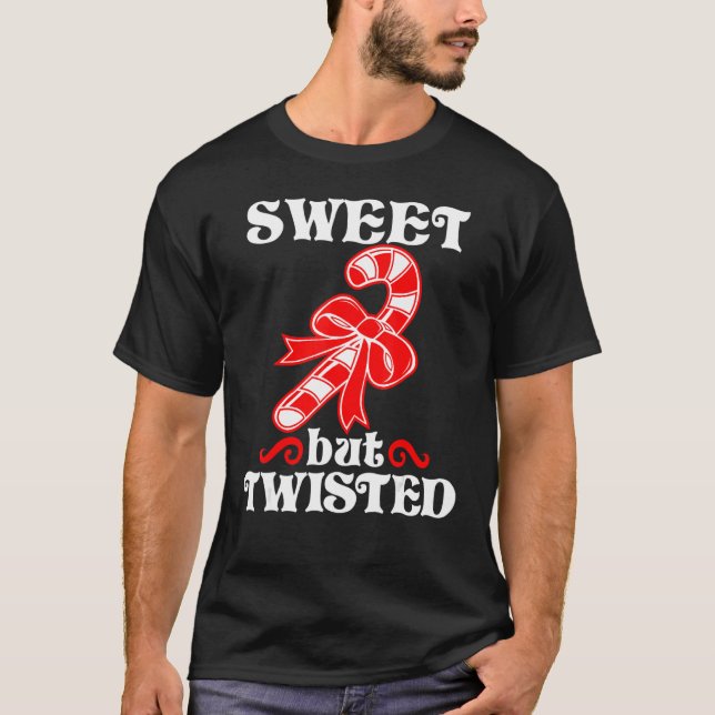 Camiseta Candy Cane Sweet But Twisted Funny Christmas_1 (Frente)