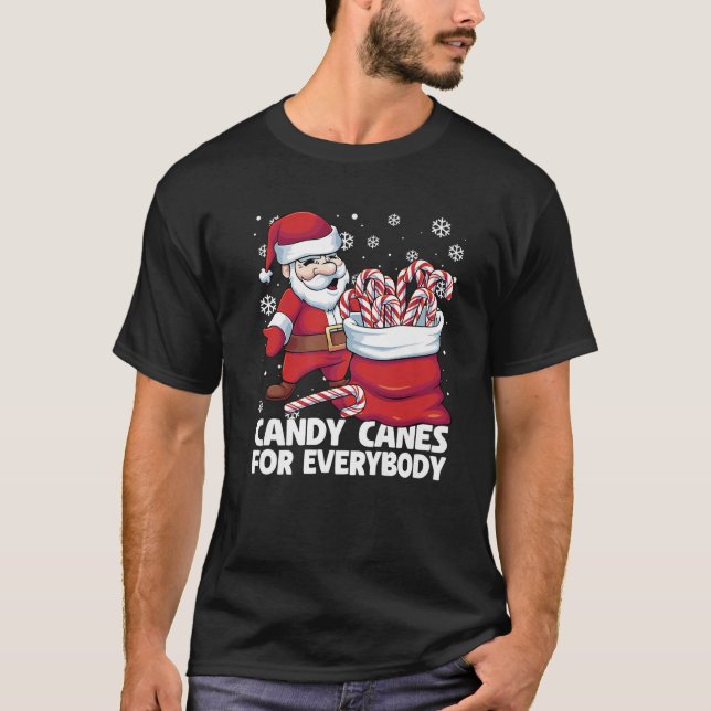 Camiseta Candy Canes For Everybody Santa Christmas Candy Ca (Frente)
