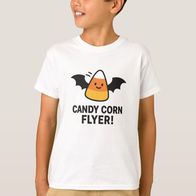 Camiseta Candy Corn Flyer Cute Halloween Bat Design (Frente)