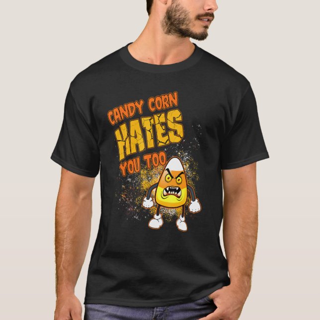 Camiseta Candy Corn Halloween Candy Corn Odeia Vocês Também (Frente)