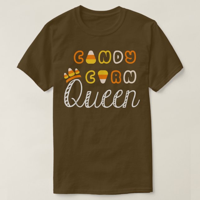 Camiseta Candy Corn Queen Dia de as Bruxas engraçado Candy (Frente do Design)