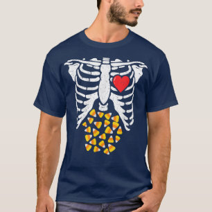 Camiseta Candy Corn Skeleton Gravidez XRay Halloween Costu
