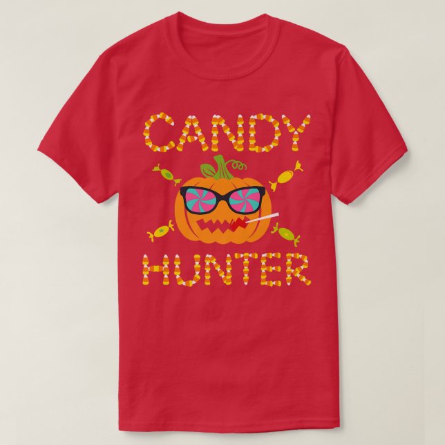 Camiseta Candy Hunter Halloween Engraçado 70 (Frente do Design)