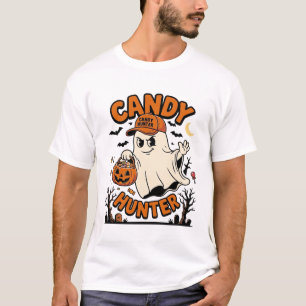 Camiseta Candy Hunter Halloween Fantasma Balde de Abóbora_1