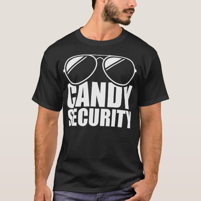 Camiseta Candy Security Engraçado Fácil Adulto de Figurino  (Frente)
