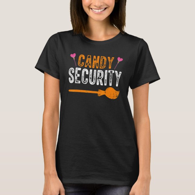 Camiseta Candy Security Halloween Pai Figurume Mãe Pai (Frente)