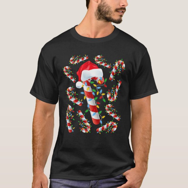 Camiseta Candy Vermelho E Branco Cana De Natal Engraçado Xm (Frente)