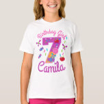 Camiseta Candyland Birthday Girl Sétimo pirulito<br><div class="desc">Comemora o aniversário com esta camiseta especial,  design especial e personalizada</div>