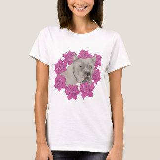 Camiseta Cane Corso Cachorro com Flores Rosa