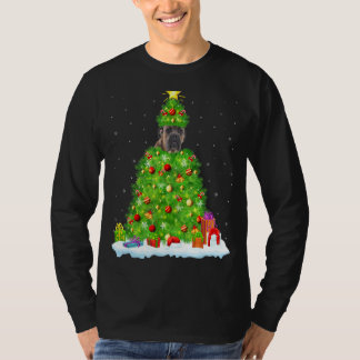 Camiseta Cane Corso Cão Xmas Lighting Tree Funny Cane Corso