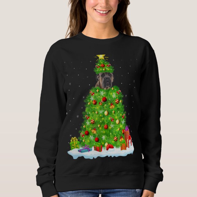 Camiseta Cane Corso Cão Xmas Lighting Tree Funny Cane Corso (Frente)