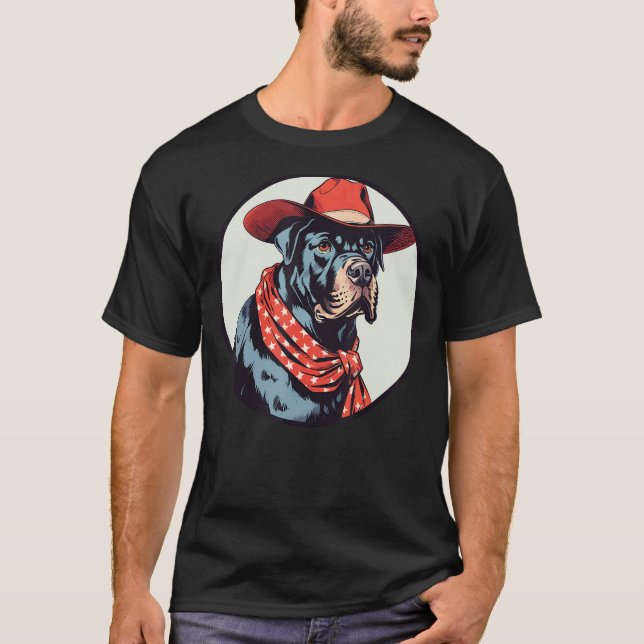 Camiseta Cane Corso Cowboy Cachorro Engraçado Faroeste (Frente)