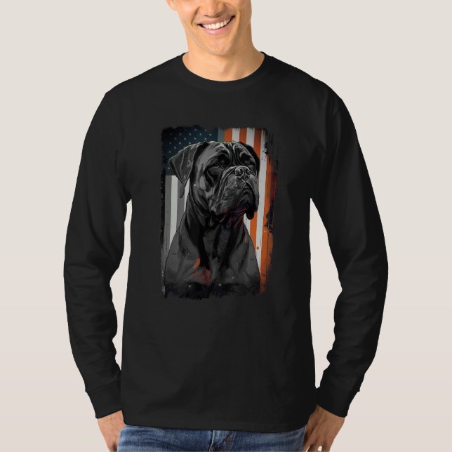 Camiseta Cane Corso Italian Mastiff Dog Patriotic USA Ameri (Frente)