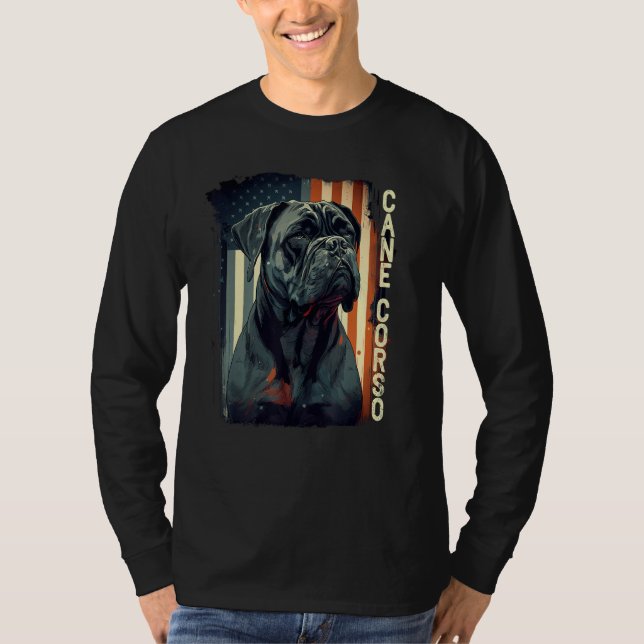 Camiseta Cane Corso Italian Mastiff Dog Patriotic USA Ameri (Frente)