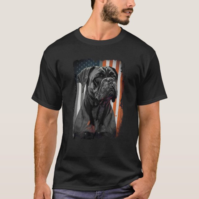 Camiseta Cane Corso Italian Mastiff Dog Patriotic USA Ameri (Frente)