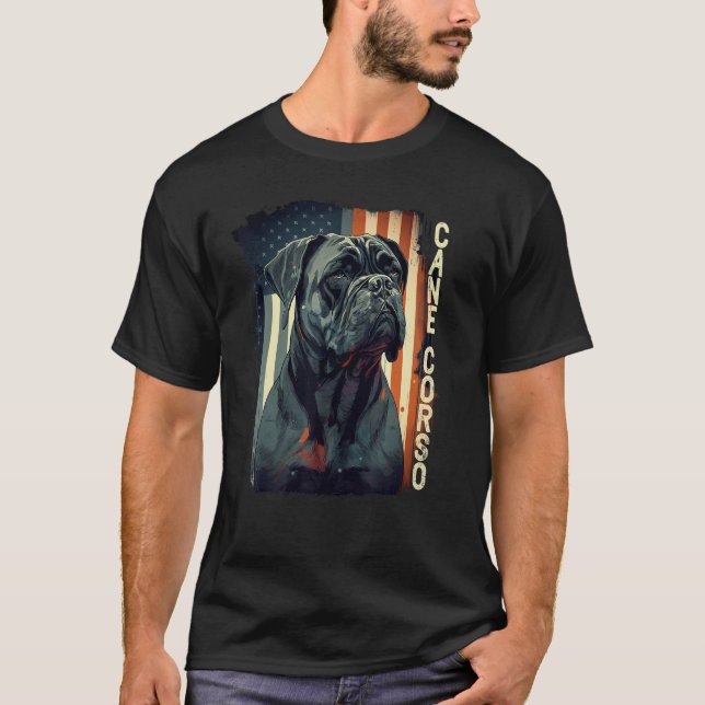 Camiseta Cane Corso Italian Mastiff Dog Patriotic USA Ameri (Frente)