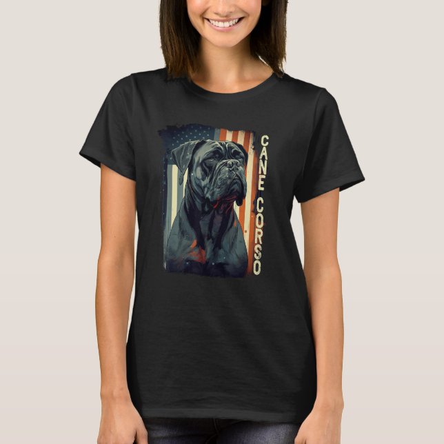 Camiseta Cane Corso Italian Mastiff Dog Patriotic USA Ameri (Frente)